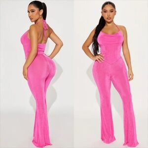 Fashion nova Hayden set slinky fabric bell bottoms and crop top  NO OFFERS